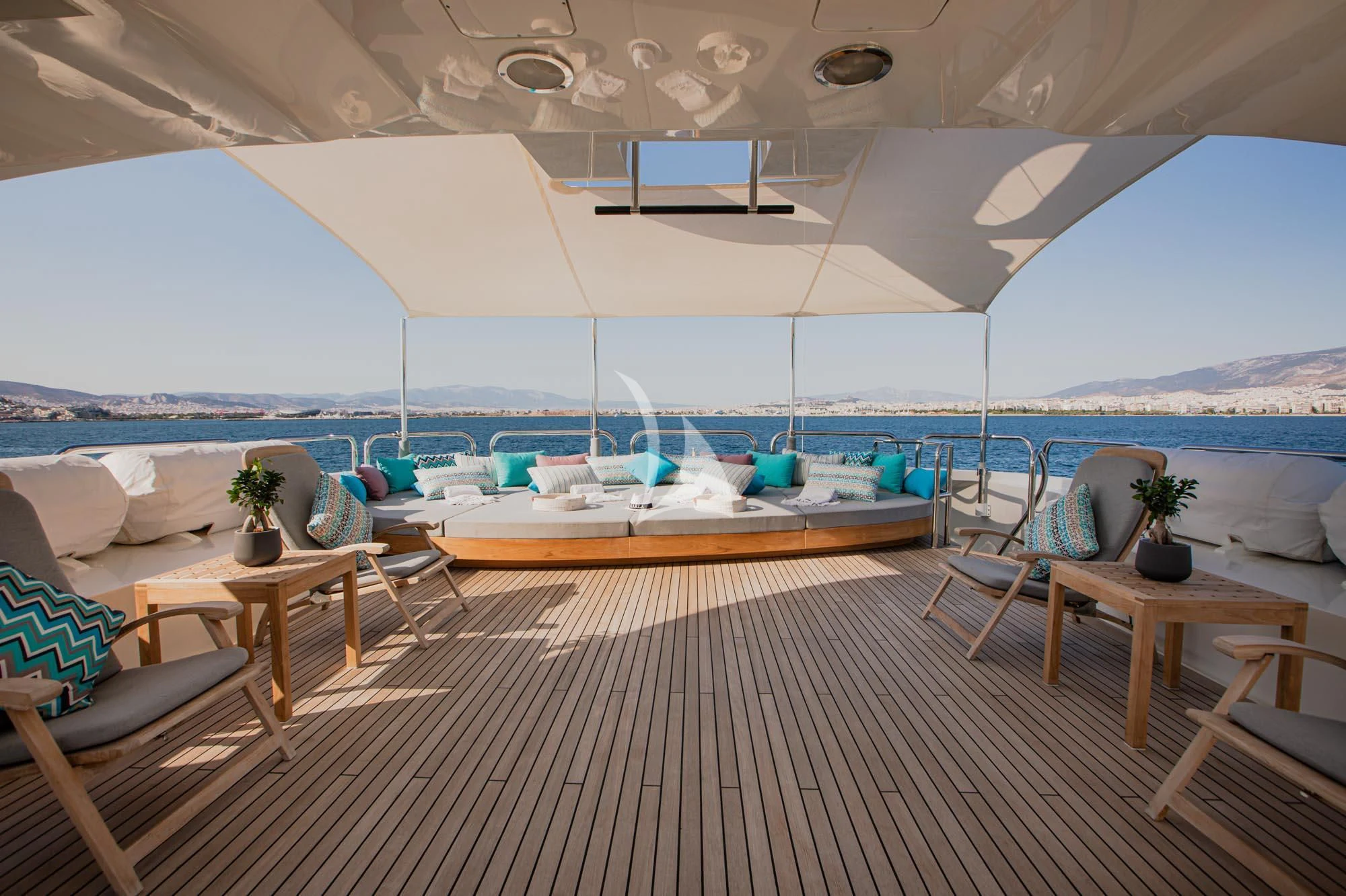 a room with a large white tent aboard MARLA Yacht for Sale