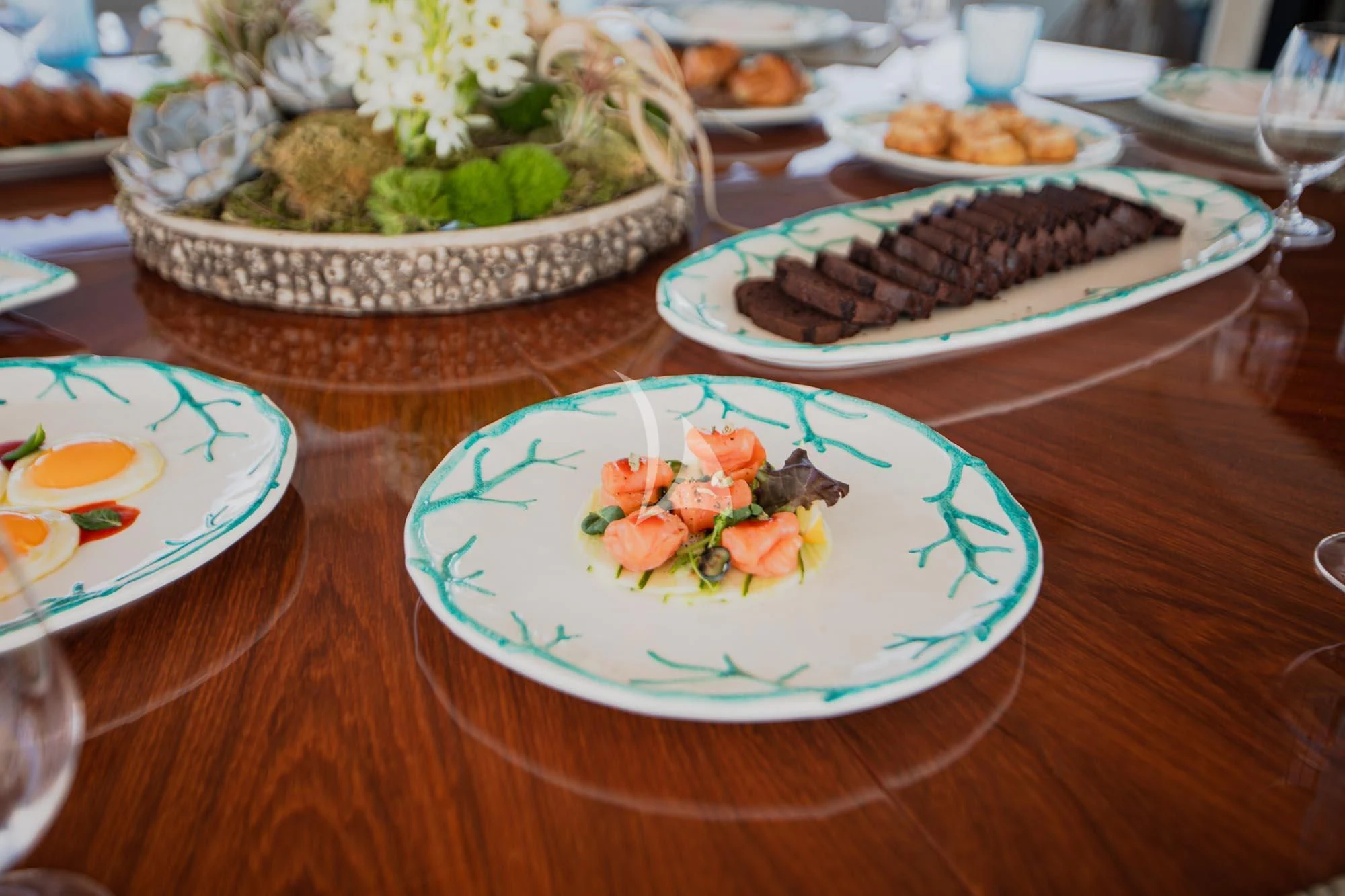 a table full of food aboard MARLA Yacht for Sale