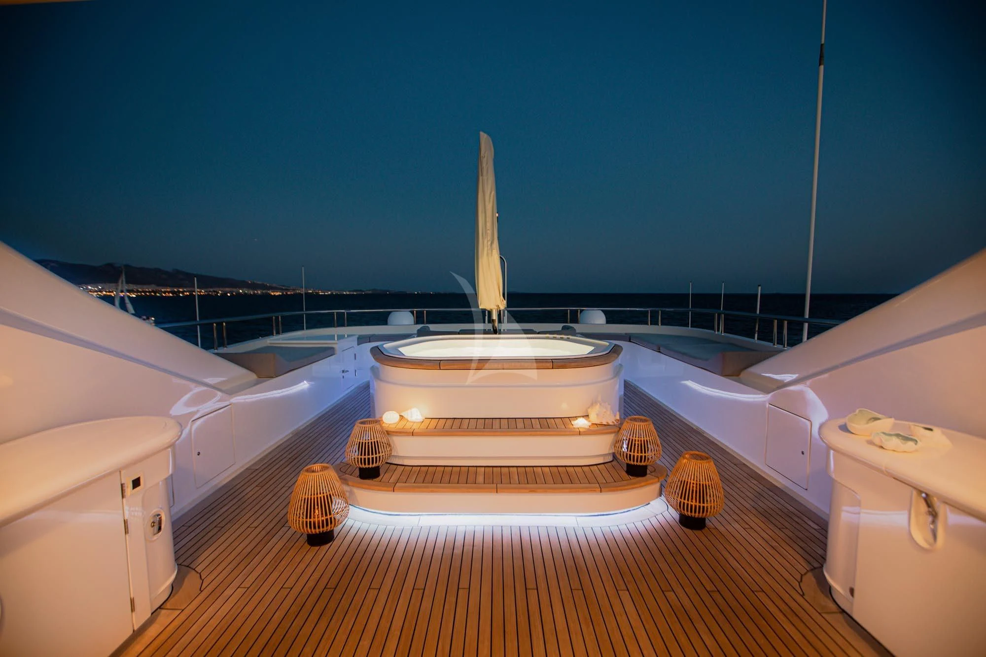 a boat on a deck aboard MARLA Yacht for Sale
