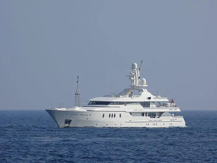 a white yacht in the water aboard DEJA TOO Yacht for Sale