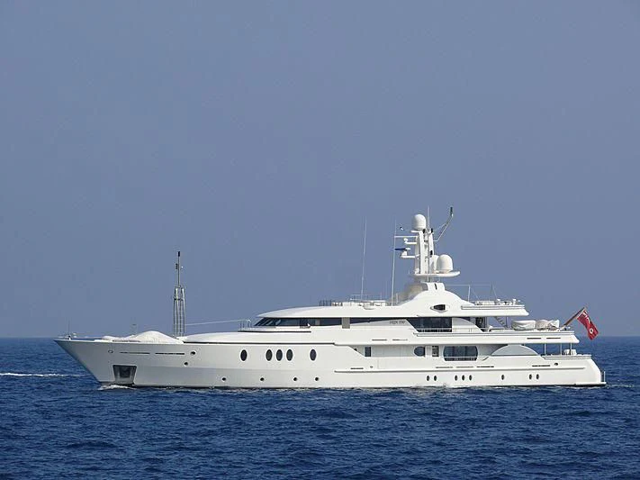 a white yacht in the water aboard DEJA TOO Yacht for Sale