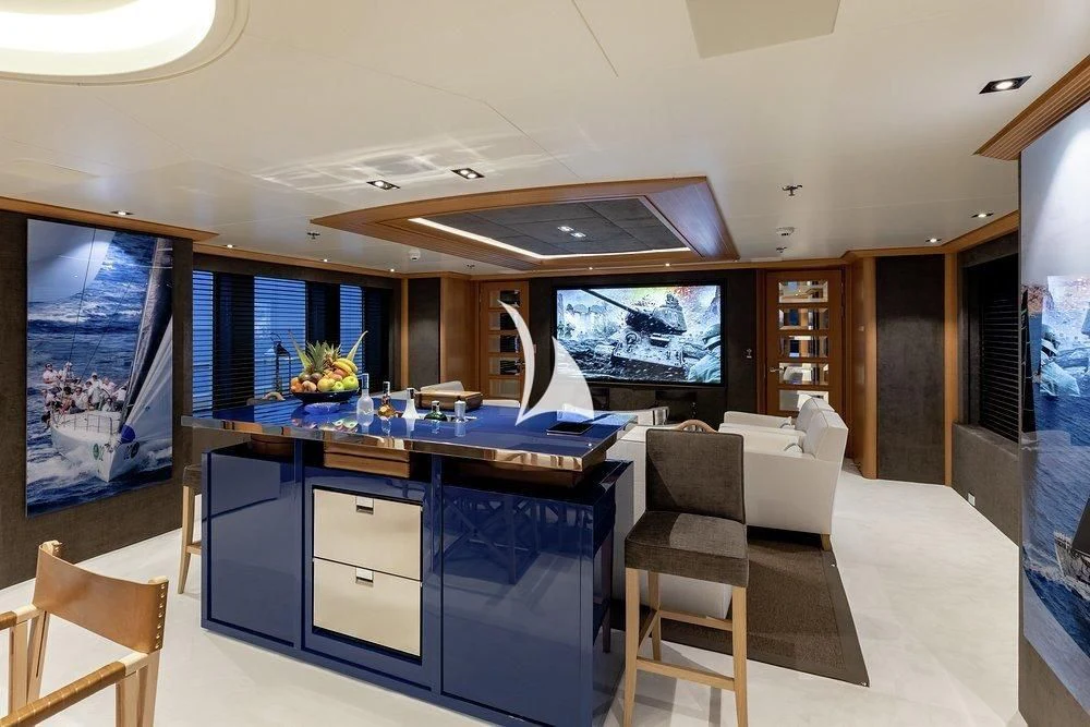 a modern looking kitchen aboard DEJA TOO Yacht for Sale
