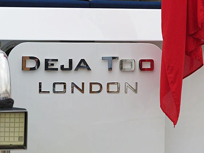 a close-up of a white board aboard DEJA TOO Yacht for Sale