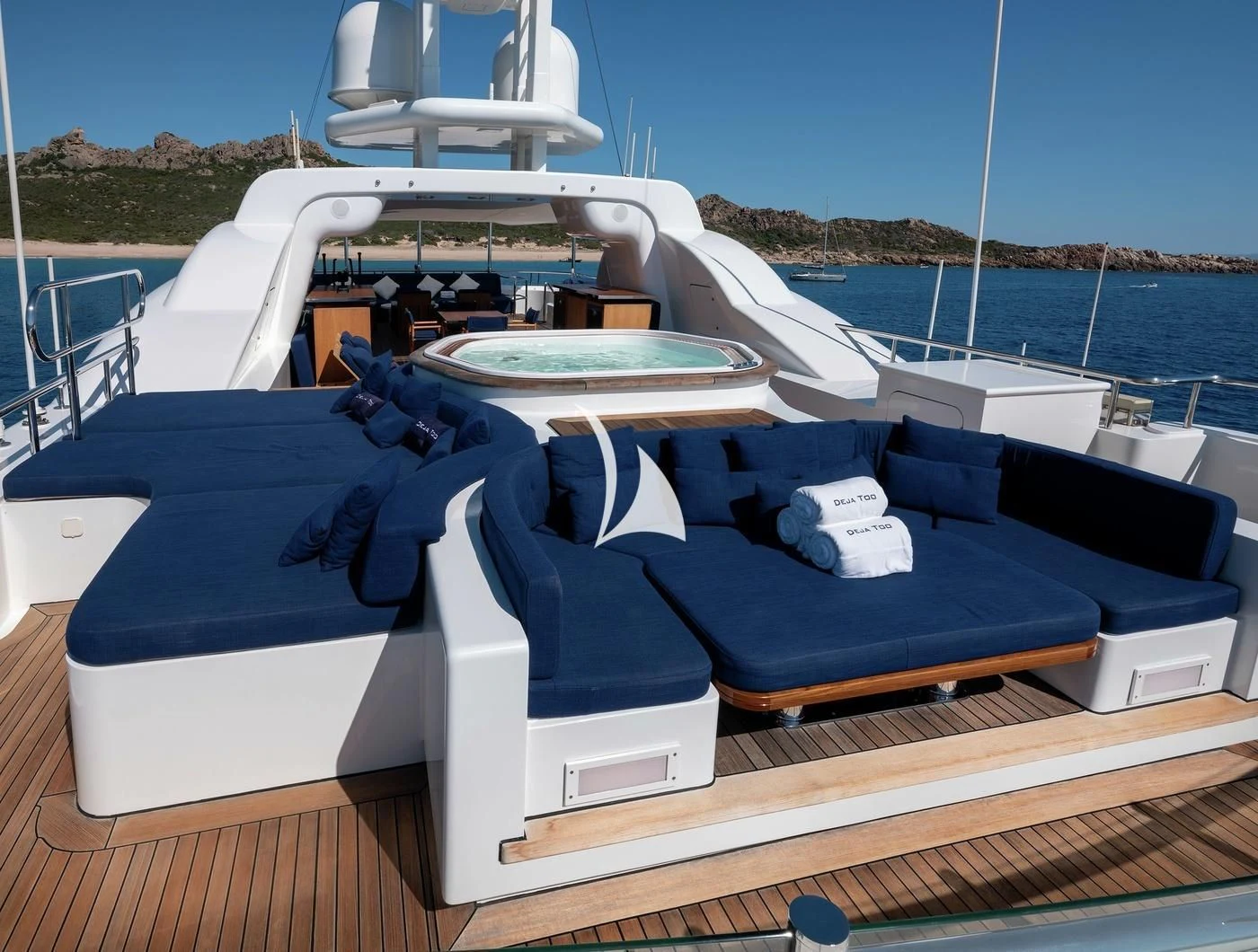 a boat on the water aboard DEJA TOO Yacht for Sale