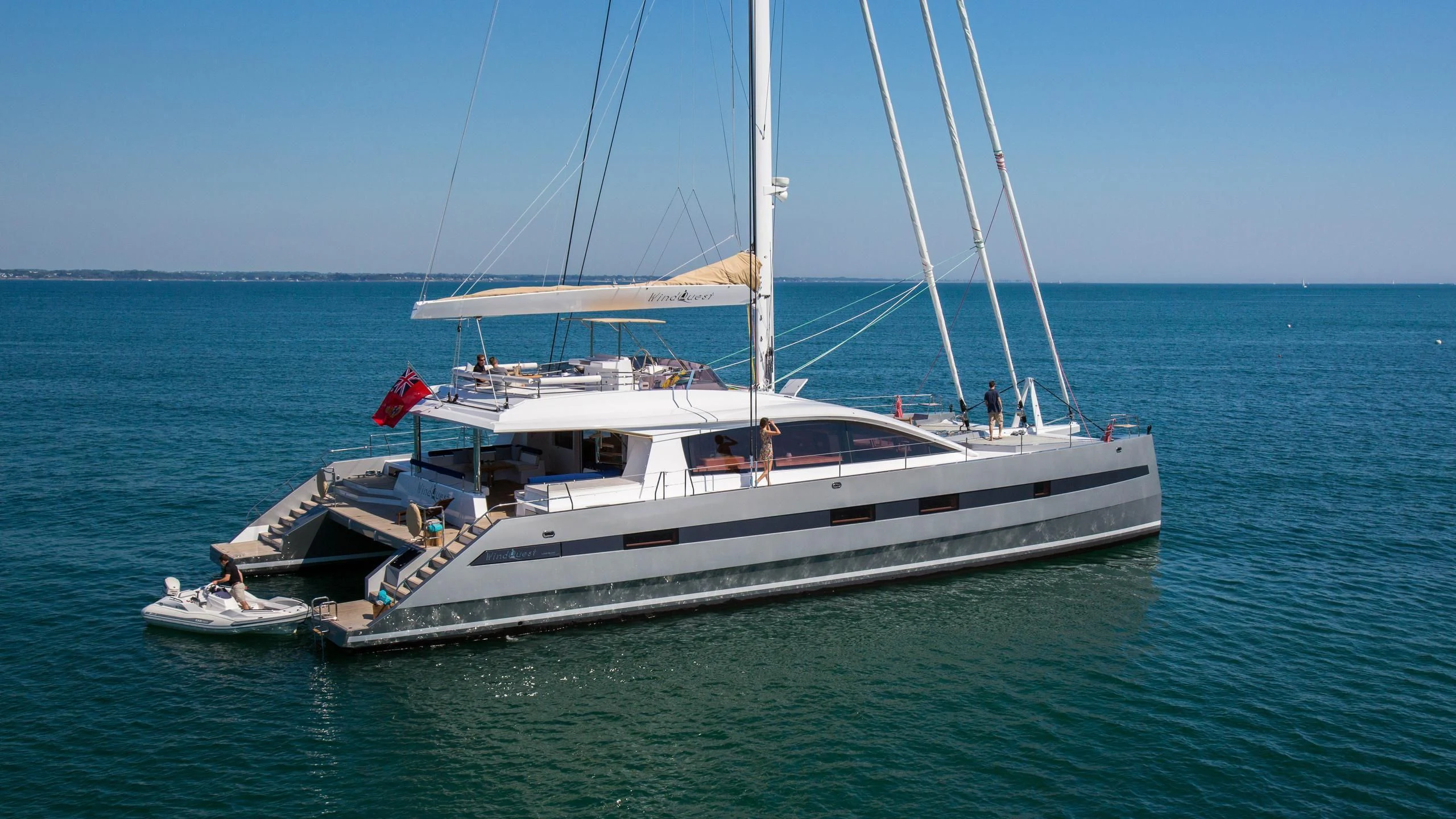 a boat in the water aboard WINDQUEST Yacht for Sale