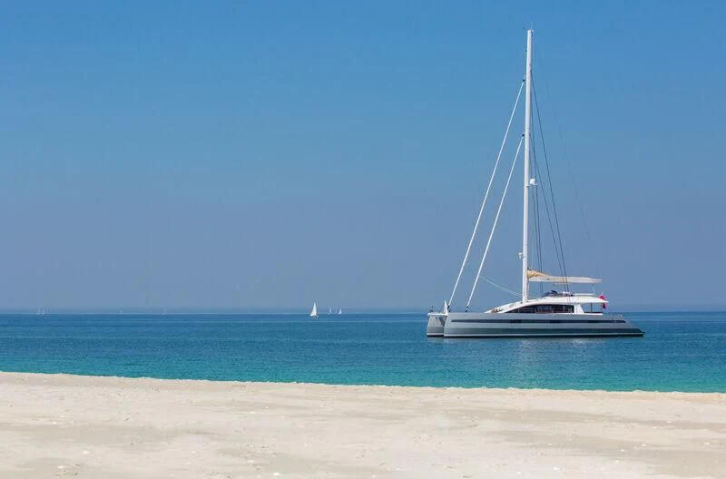 a boat on the beach aboard WINDQUEST Yacht for Sale