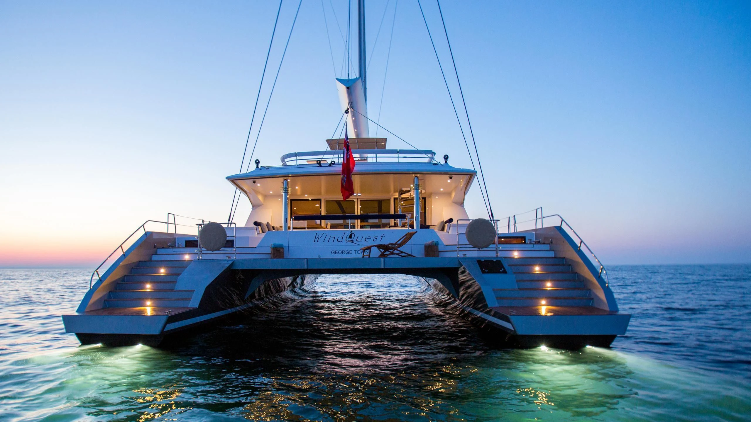 a boat in the water aboard WINDQUEST Yacht for Sale