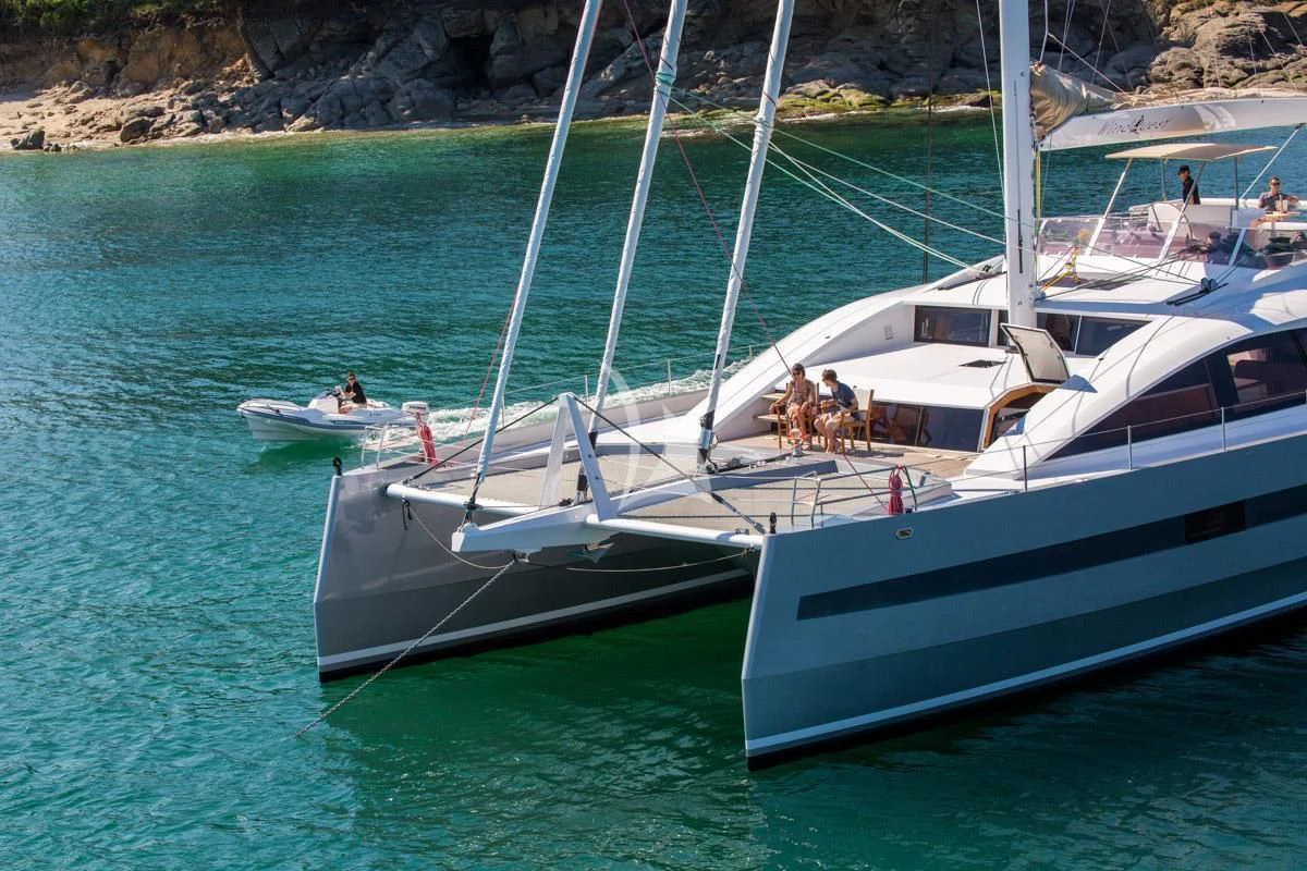 a boat with people on it aboard WINDQUEST Yacht for Sale