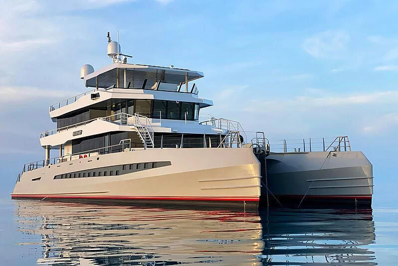 a large boat in the water aboard MAGNET Yacht for Sale