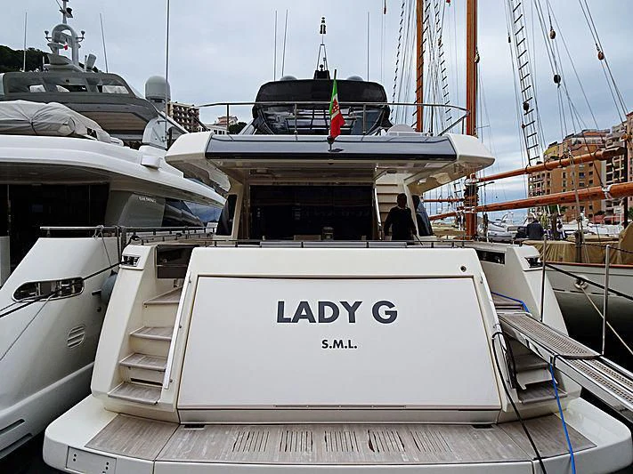 a boat in a harbor aboard LADY G Yacht for Sale