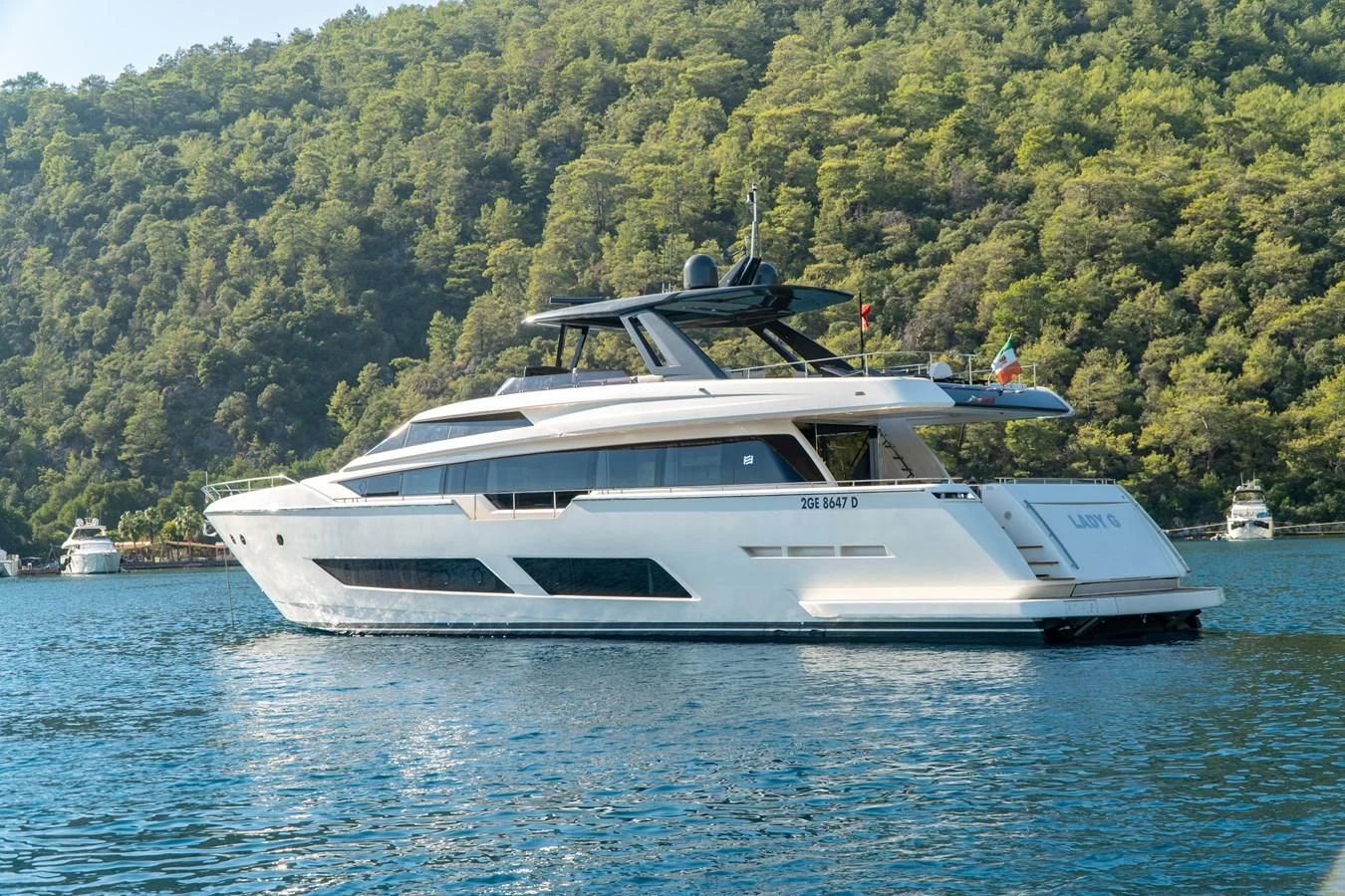 a yacht on the water aboard LADY G Yacht for Sale