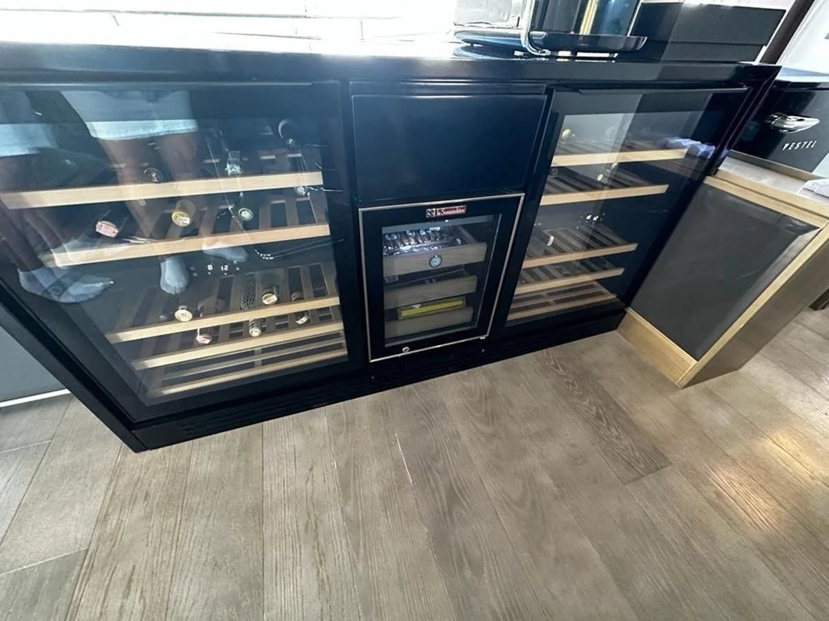 a glass case with a glass door aboard LADY G Yacht for Sale