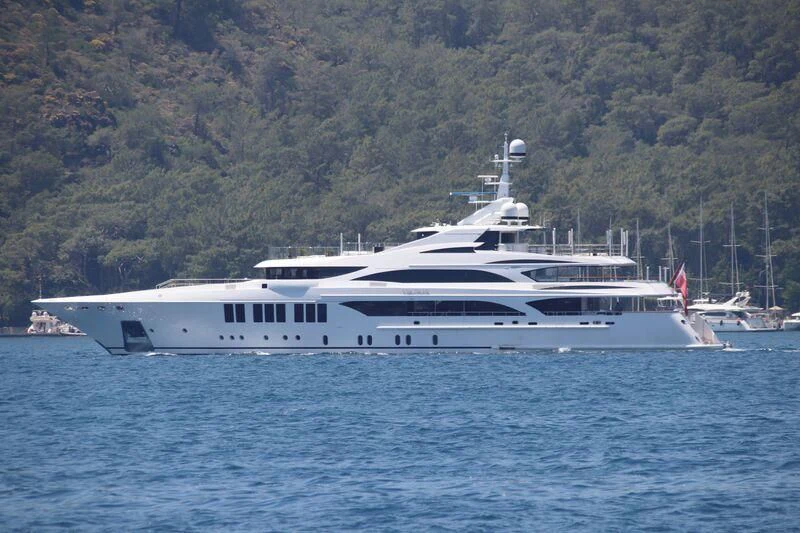 a white yacht on the water aboard VECTOR Yacht for Sale