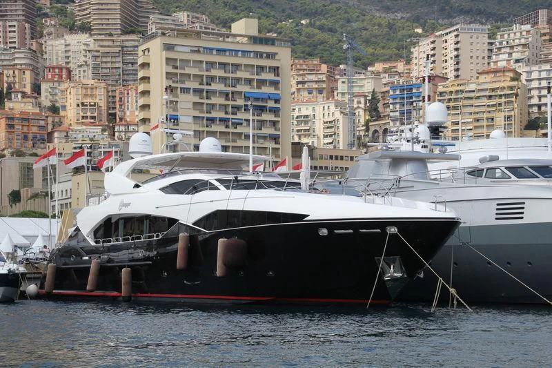 a boat docked at a port aboard STARGAZER Yacht for Sale