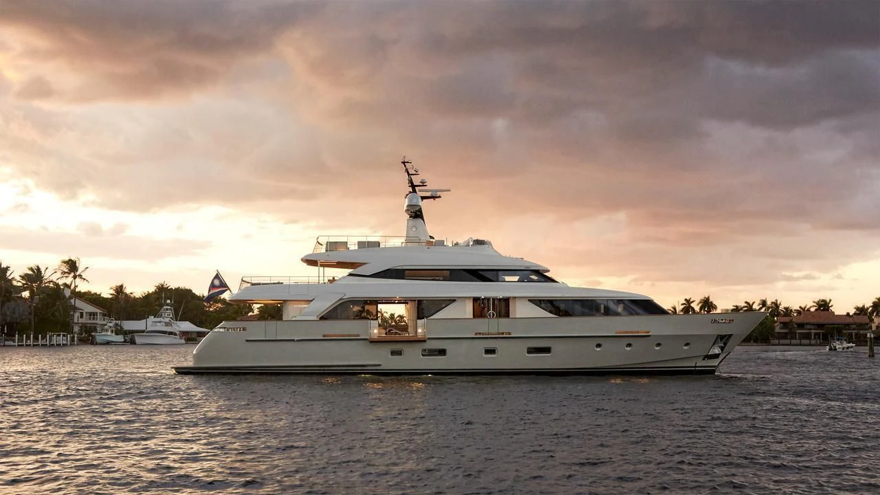 a white yacht on the water aboard NAYA 7 Yacht for Sale