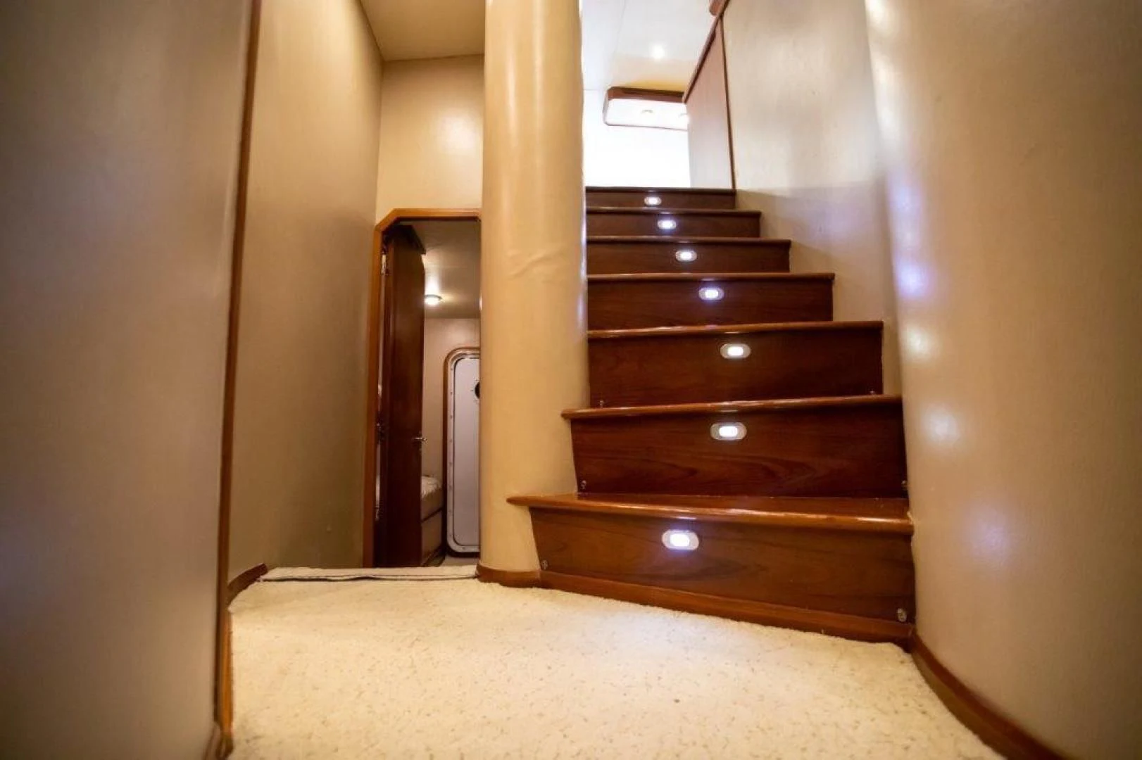 a wooden dresser in a room aboard PULLIN WIRE Yacht for Sale