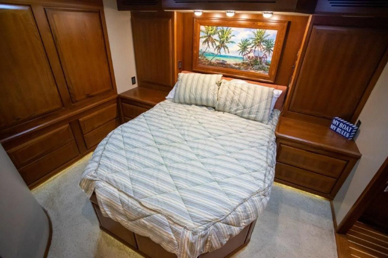 a bed in a room aboard PULLIN WIRE Yacht for Sale