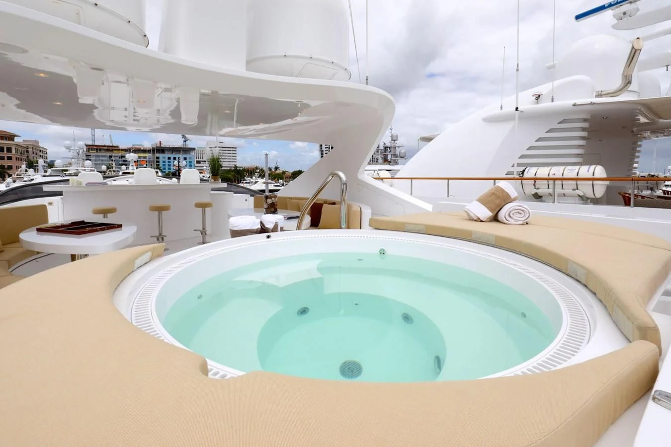 a large indoor swimming pool aboard TRUE NORTH Yacht for Sale