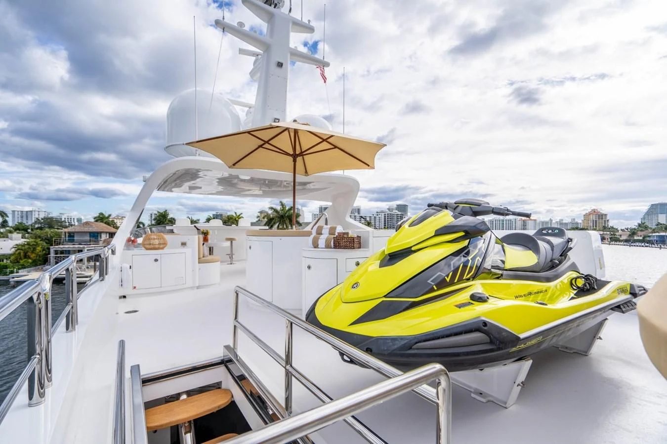 a boat on a deck aboard TRUE NORTH Yacht for Sale