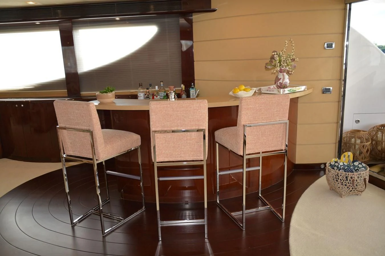 a kitchen with a table and chairs aboard TRUE NORTH Yacht for Sale