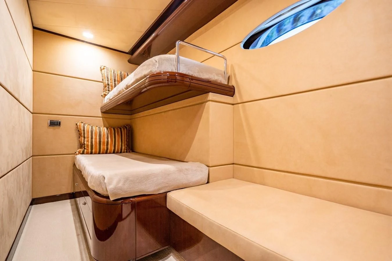 a set of stairs in a room aboard TRUE NORTH Yacht for Sale