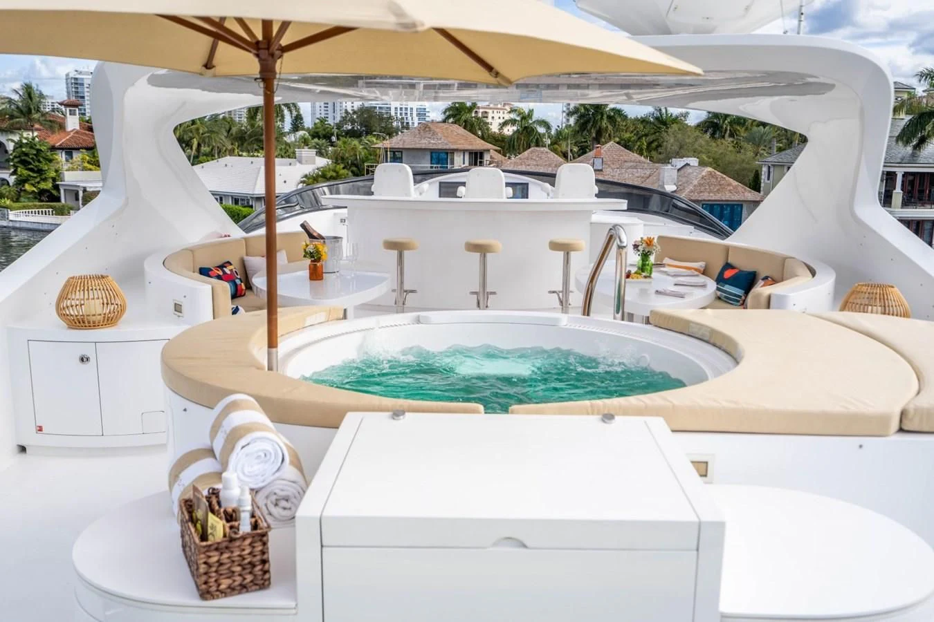 a pool on a patio aboard TRUE NORTH Yacht for Sale