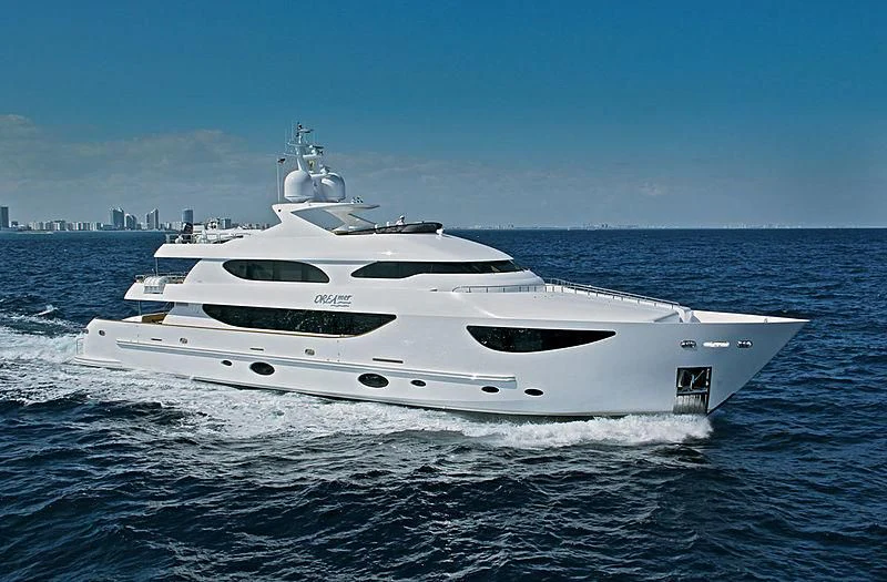 a white yacht in the water aboard TRUE NORTH Yacht for Sale
