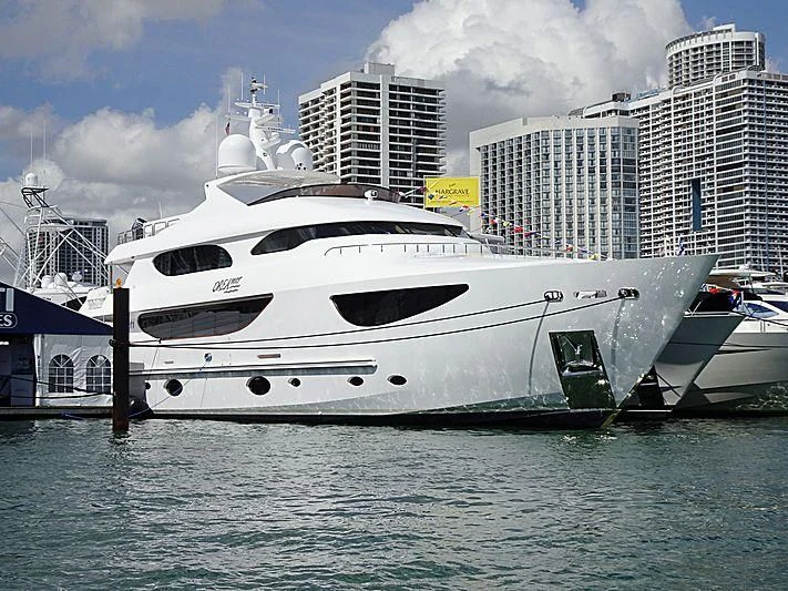 a white yacht in the water aboard TRUE NORTH Yacht for Sale