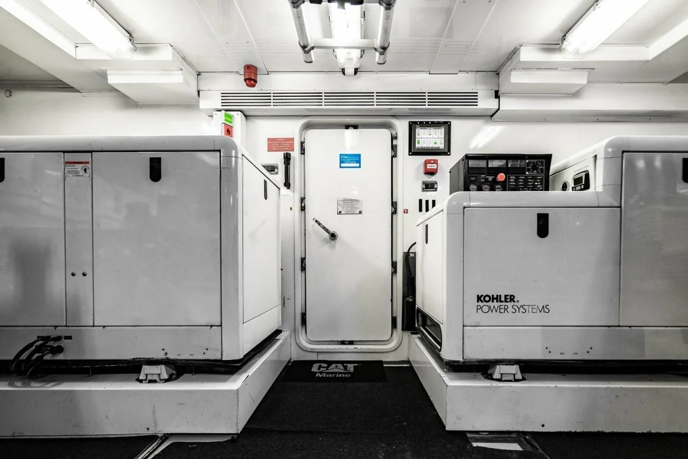 a row of large metal containers aboard TRUE NORTH Yacht for Sale