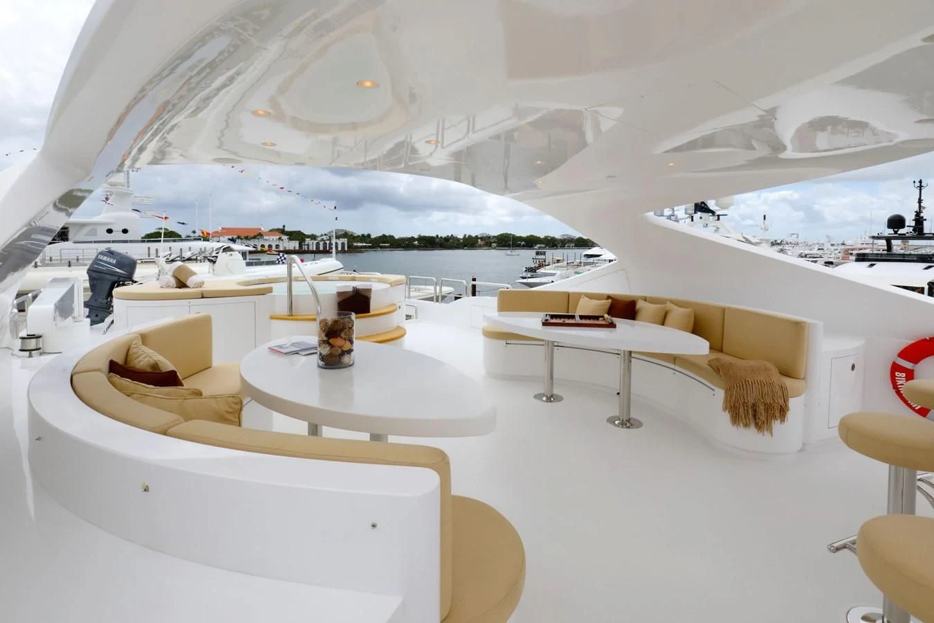 a room with a table and chairs aboard TRUE NORTH Yacht for Sale