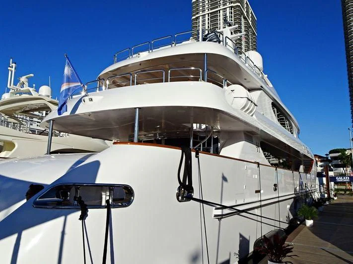 a large white yacht aboard TRUE NORTH Yacht for Sale
