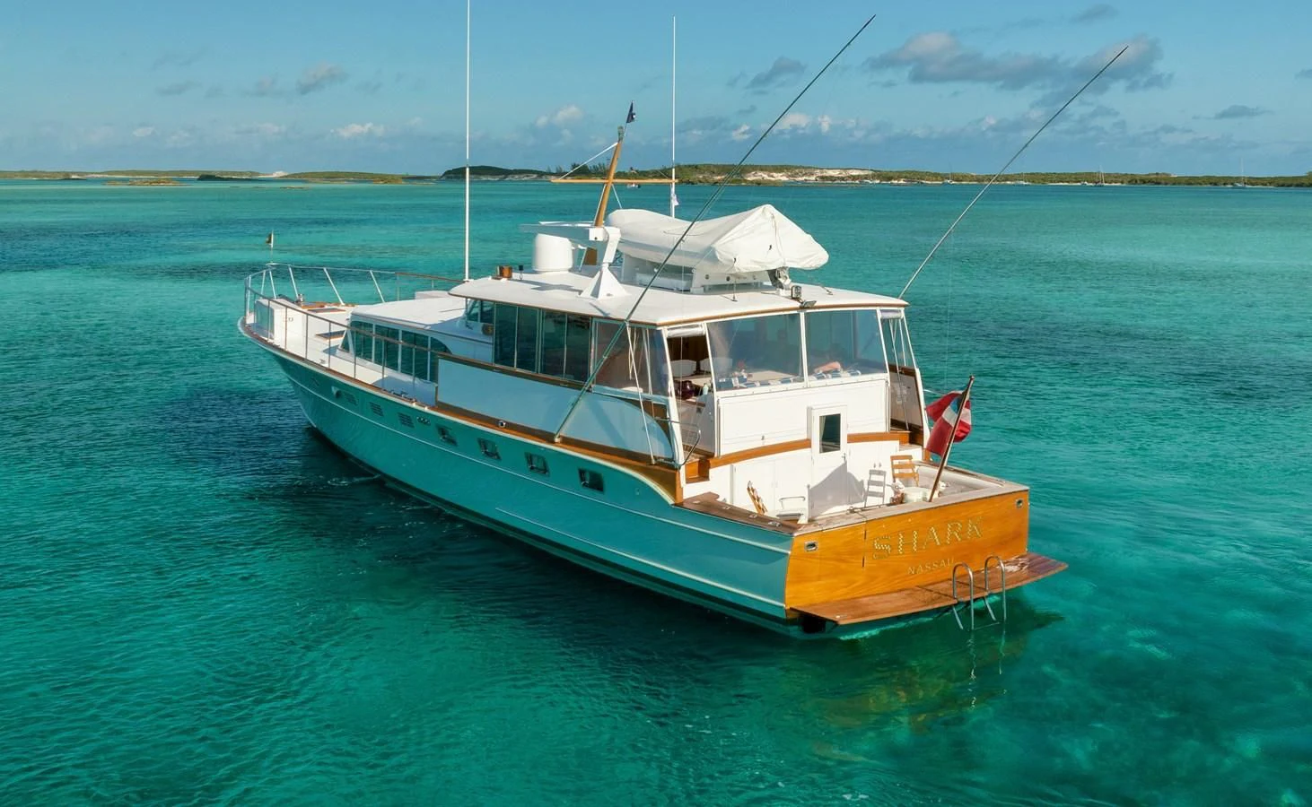 a boat in the water aboard SHARK Yacht for Sale