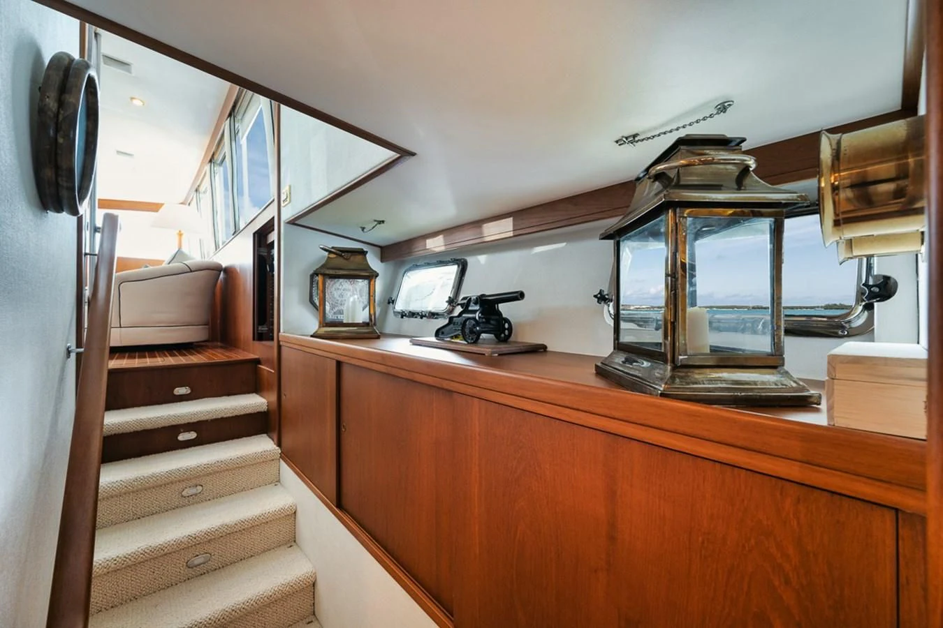 a room with a desk and computer aboard SHARK Yacht for Sale
