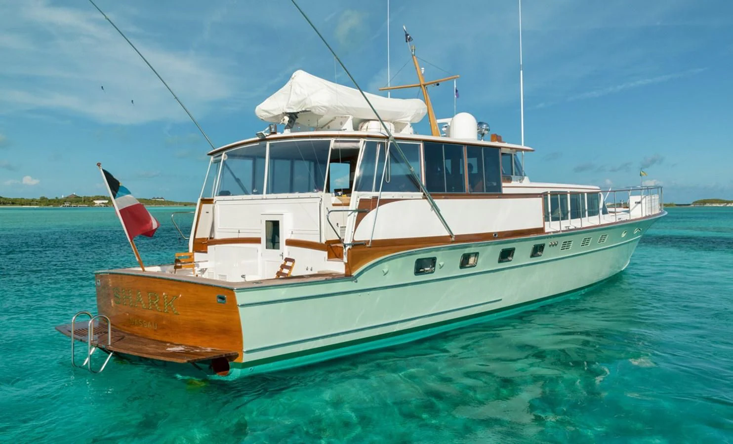 a boat on the water aboard SHARK Yacht for Sale