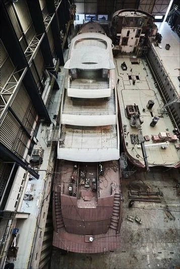 a high angle view of a car aboard PROJECT FAITH Yacht for Sale