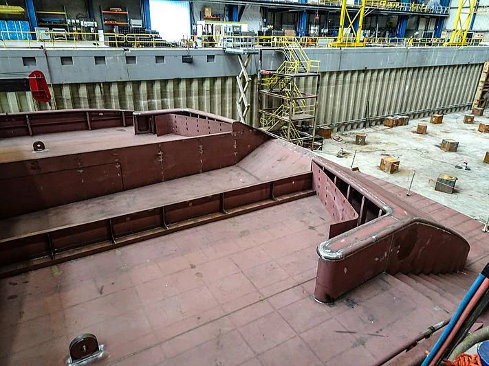 a large construction site aboard PROJECT FAITH Yacht for Sale