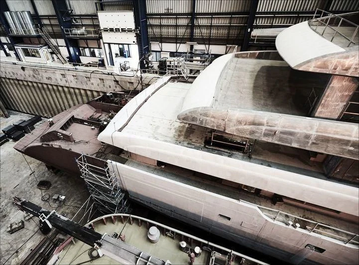 a large factory with many machines aboard PROJECT FAITH Yacht for Sale