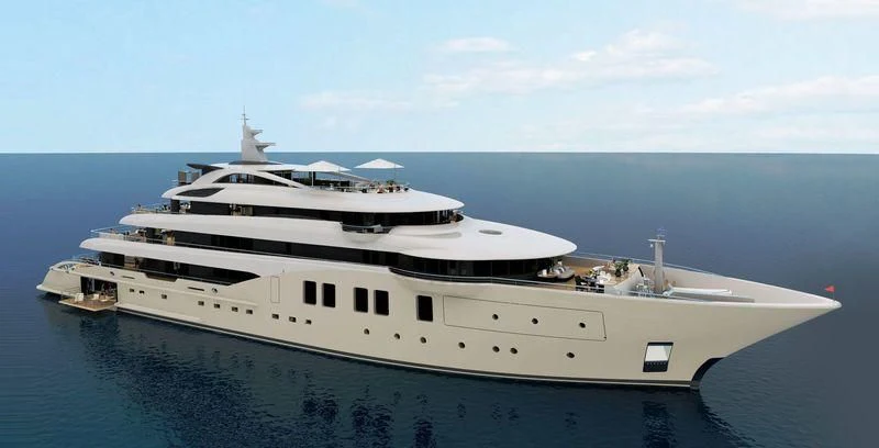 a large white yacht aboard PROJECT FAITH Yacht for Sale