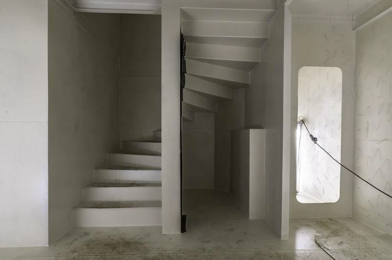a staircase with a railing aboard PROJECT FAITH Yacht for Sale