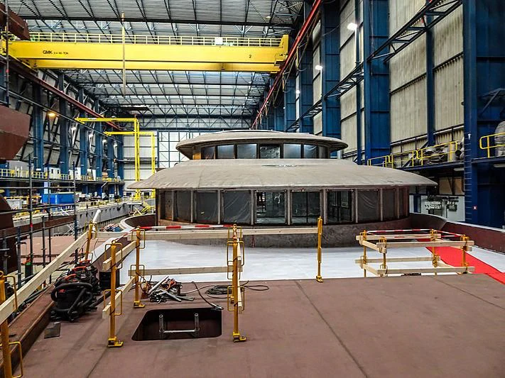 a large warehouse with a large warehouse aboard PROJECT FAITH Yacht for Sale