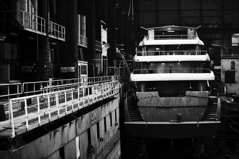 a large ship in a canal aboard PROJECT FAITH Yacht for Sale