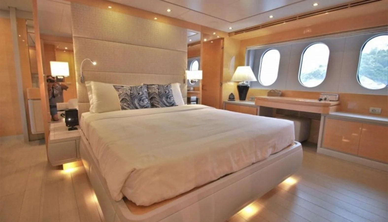 a bed in a room aboard VERSILCRAFT V86 Yacht for Sale