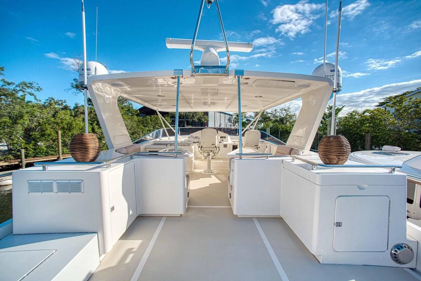 a large white building with a dome roof and a satellite dish on top aboard DISCONNECTED Yacht for Sale