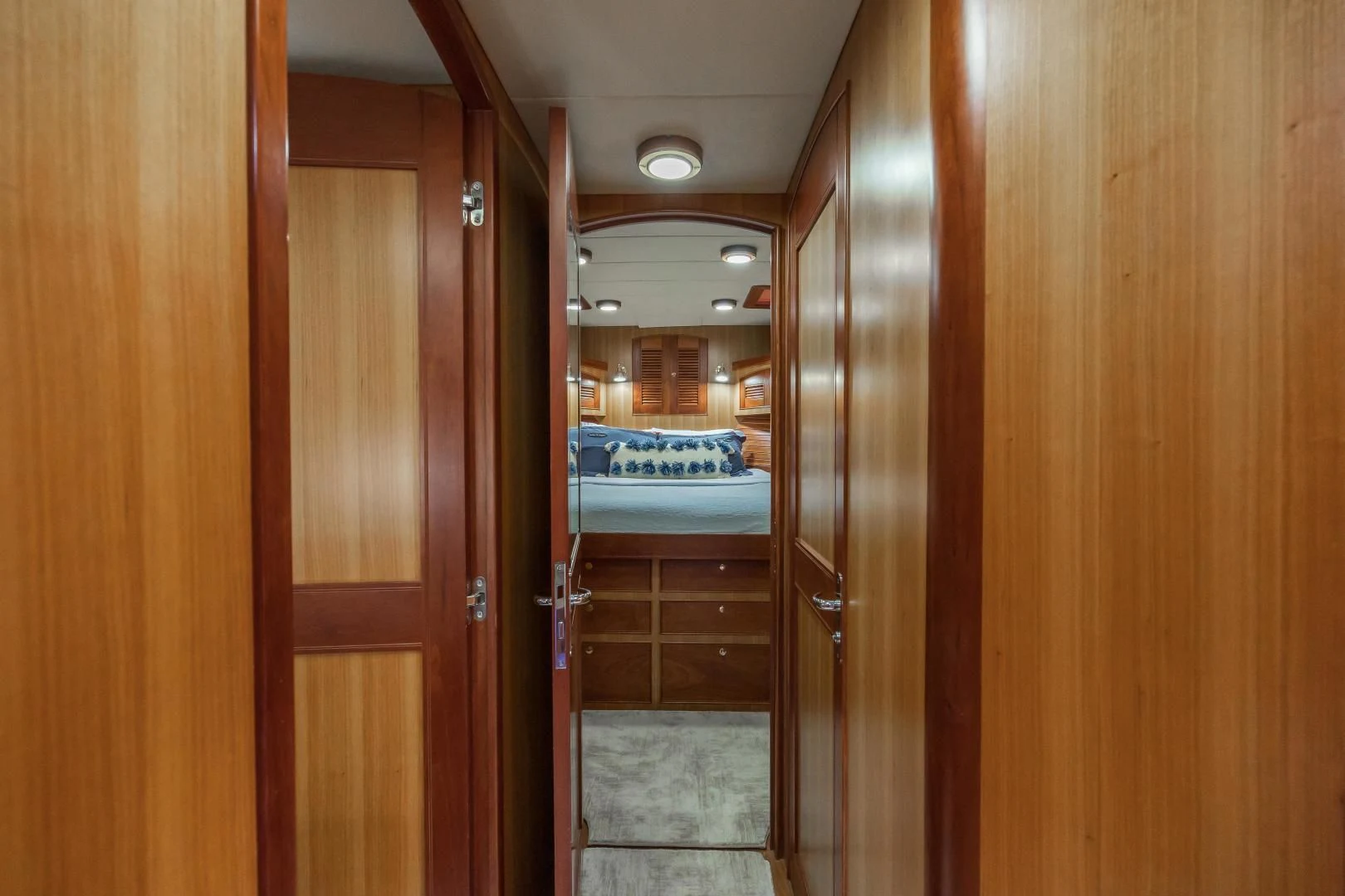 a room with wooden doors aboard DISCONNECTED Yacht for Sale
