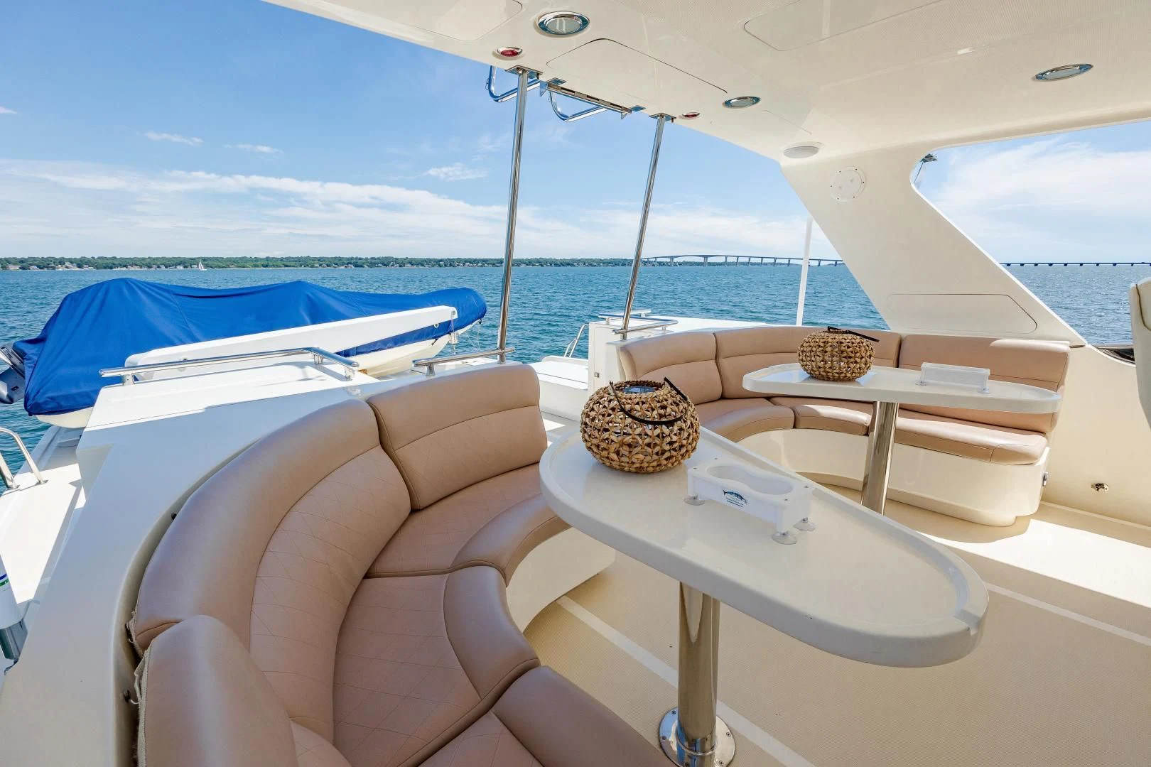 a table and chairs on a boat aboard DISCONNECTED Yacht for Sale