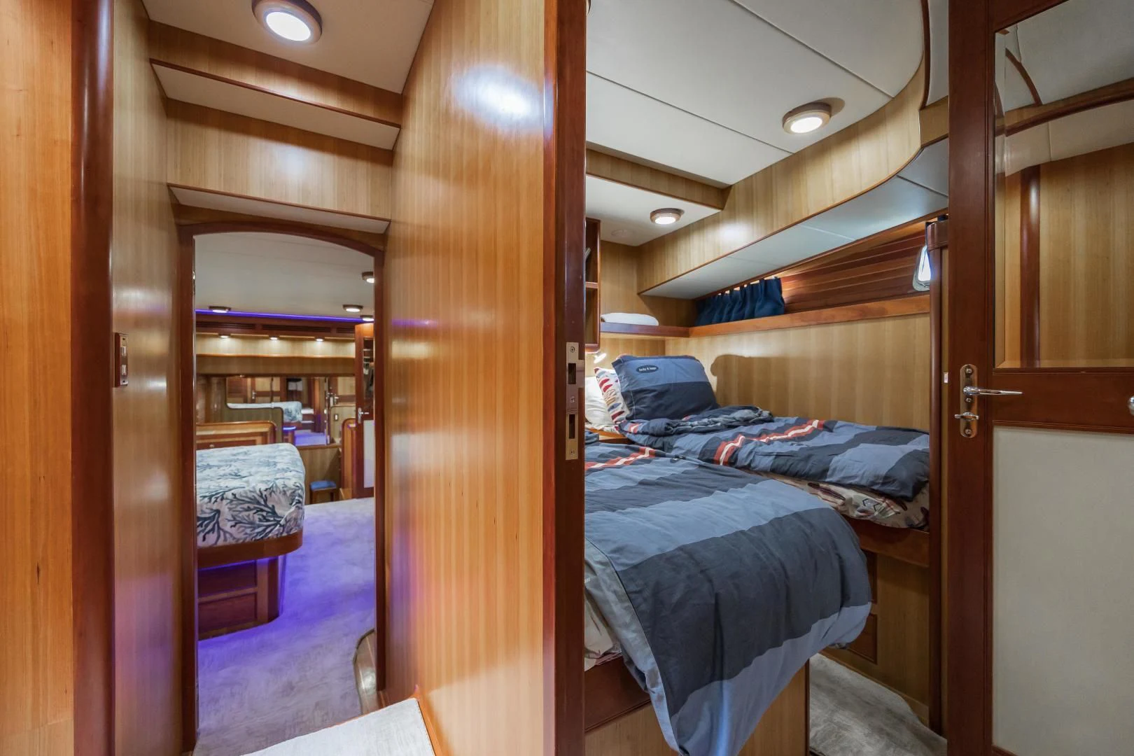 a room with bunk beds aboard DISCONNECTED Yacht for Sale
