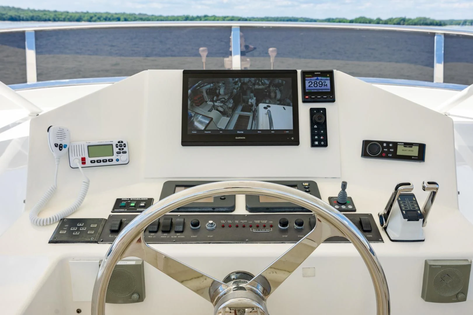 a close-up of a control panel aboard DISCONNECTED Yacht for Sale