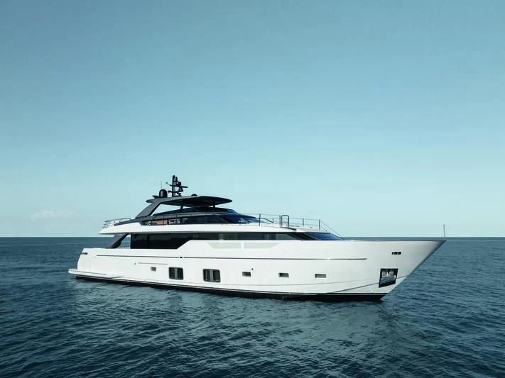 a white yacht in the water aboard MARY Yacht for Sale