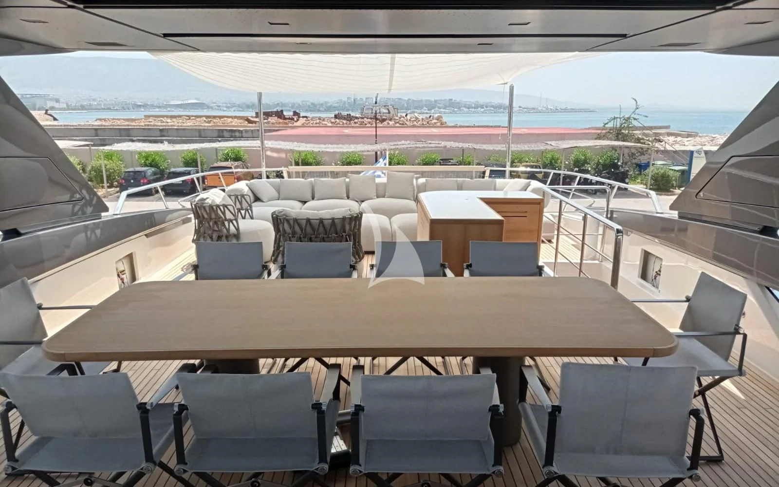 a large room with chairs and tables aboard MARY Yacht for Sale