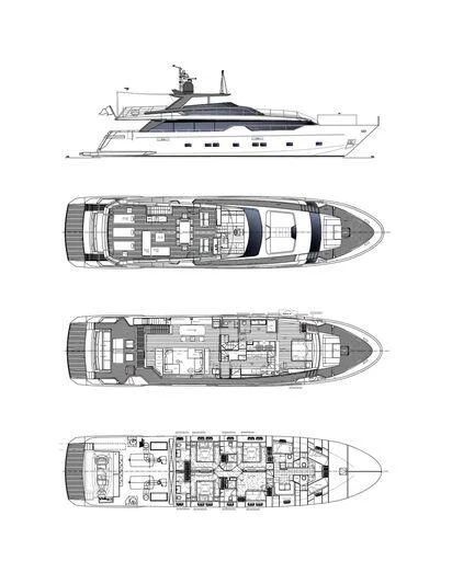 diagram, engineering drawing aboard MARY Yacht for Sale